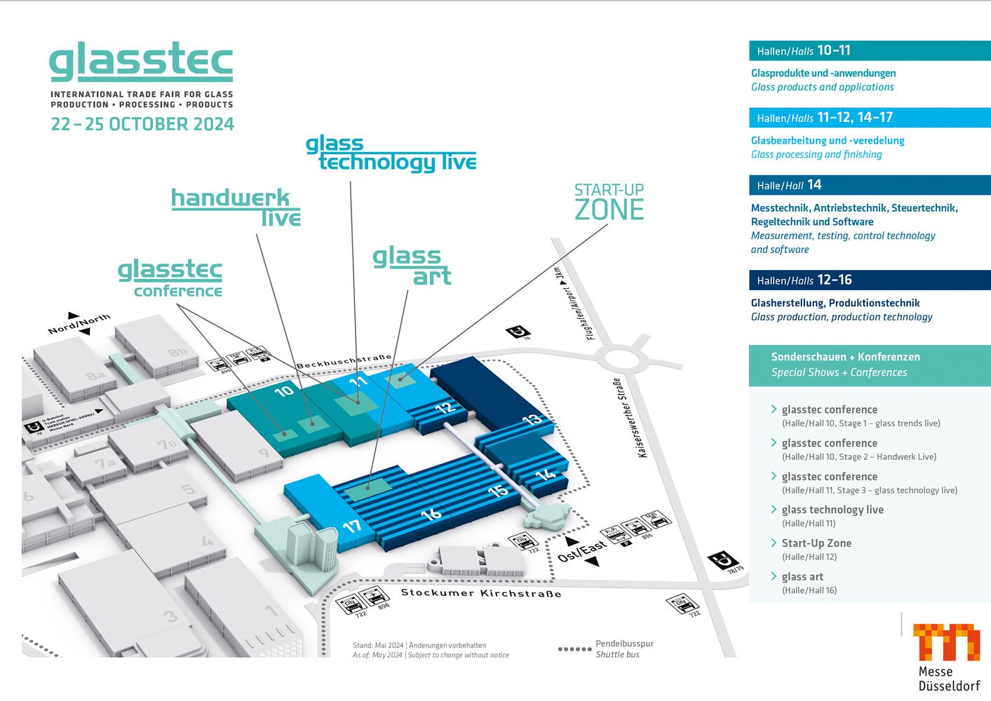 Der Hallenplan der glasstec 2024. © Messe Düsseldorf