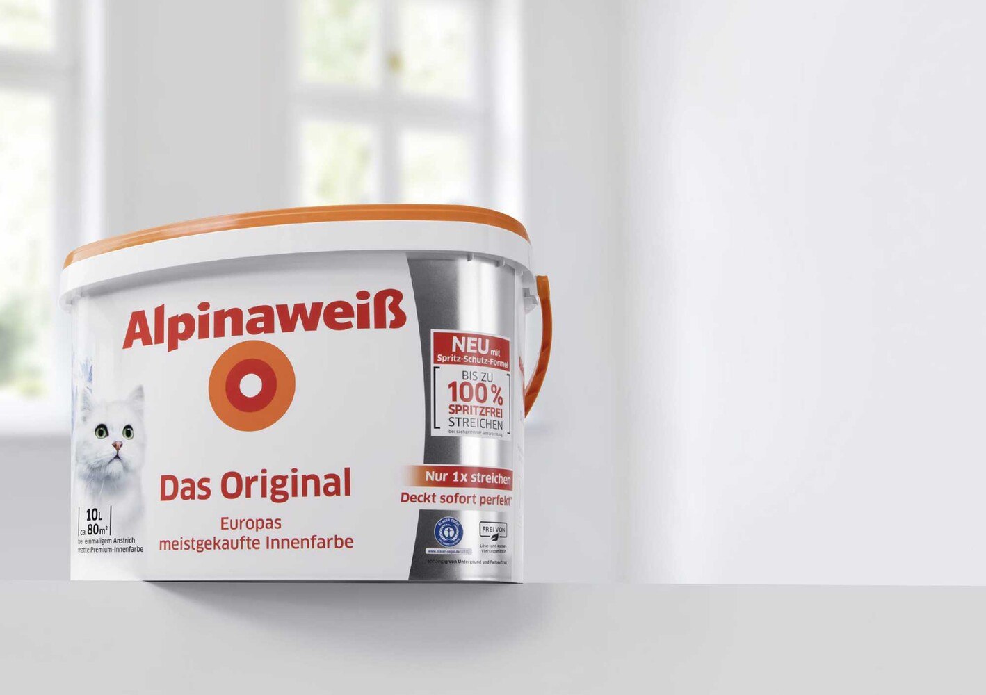 Alpinaweiß – Das Original mit neuer Rezeptur ist jetzt spritzfrei, frei von Reizstoffen und noch ergiebiger.