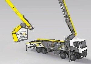 Mit dem 3D-Drucker Karlos zeigte ­Putzmeister auf der Bauma, wie eine Betonpumpe eine massive Wand wie von selbst entstehen lässt. © Putzmeister