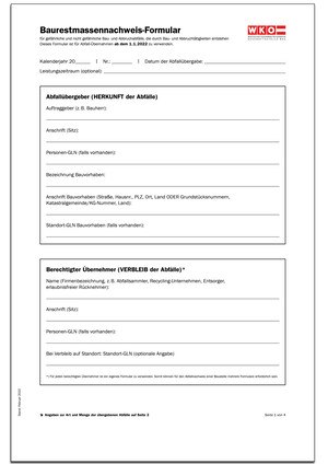 Das neue Baurestmassen-Formular steht unter www.bau.or.at/baurestmassen zum Download zur Verfügung.  © WKO / BI Bau