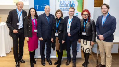 v.l.: Peter Kunz (Kunz Wallentin Rechtsanwälte) Martina Scheiber (HR-SCOPE), Prof. Günther Rupprechter, Forschungsdirektor des Cluster of Excellence und Institutsvorstand Materialchemie der TU WIEN, Renate J. Danler, CLUB TIROL Vizepräsidentin, Prof. Dominik Eder, Leiter Photokatalyse COE MECS und Prof. für Molekulare Materialchemie der TU WIEN, Charlotte Sengthaler (Spa Ceylon Austria) mit Luis Bucher (Siemens) NextGen-Vertreter im Vorstand CLUB TIROL © Club Tirol/Anna Rauchenberger